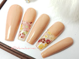 Nude French Tip with Flowers